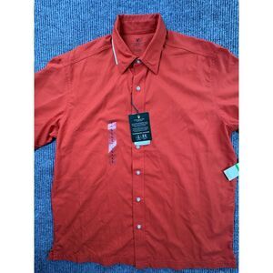 Lyle & Scott Shirt Mens Large Red‎ Button Front Performance Moisture Wicking New